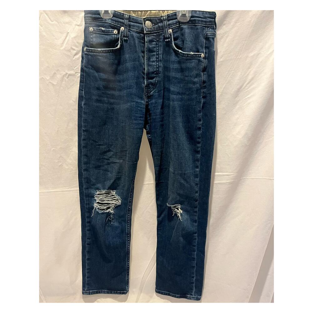 Rag & bone women's jeans, Maya High-Rise Ankle Slim, 27, distressed, button fly